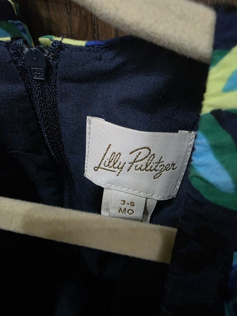 Lilly Pulitzer Navy Dress with Teal and Lime Floral Accents - Picture 3 of 3